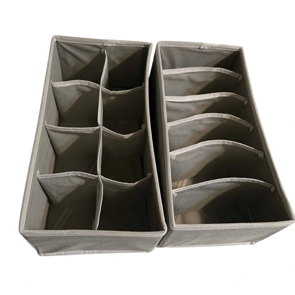 Ikea Drawer Organizers Gray White Zip Bottom Foldable Compact 8/ 6 Compartments